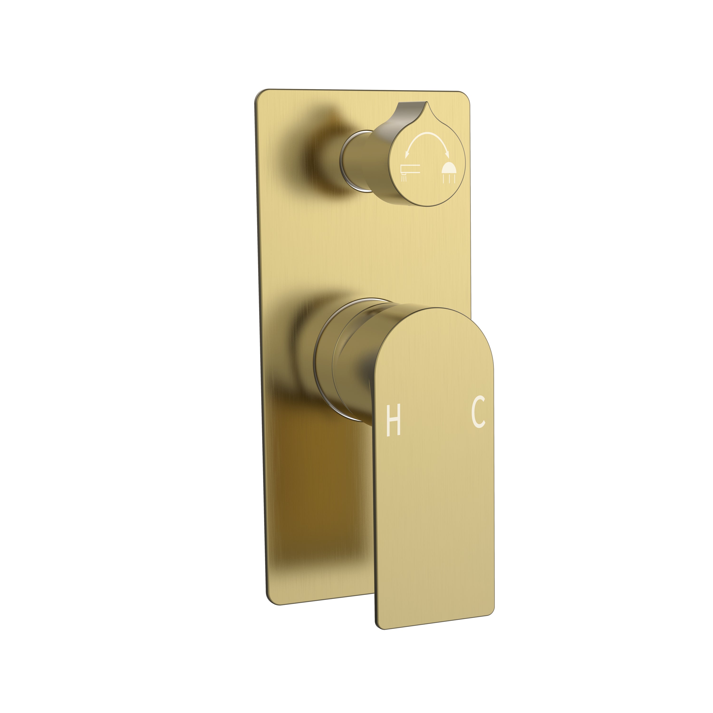 BISTONE V15S Shower Mixer with Diverter — Dual Function Wall Mixer, Rectangular Plate — Available in Chrome, Brushed Nickel, Gunmetal Grey, Matte Black & Brushed Gold