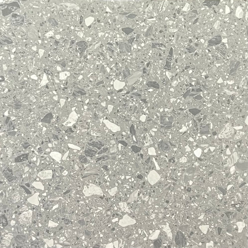 AmazingTiles Light Grey Terrazzo Soft Matt Porcelain Tile — 600x600mm