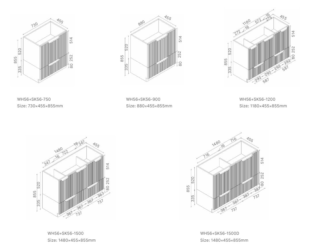 Duplex (Floor Standing) Doors And Drawers - WH56+SK56