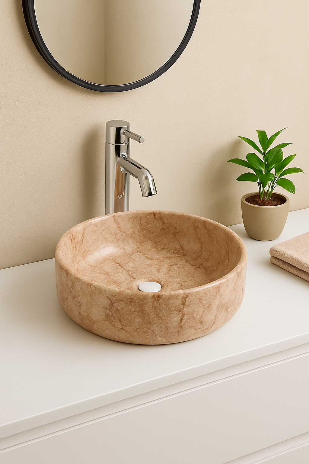 【Basin 3612 Pattern 04】 Glossy Marble Finish, 360×360×120mm, Above Counter Basin