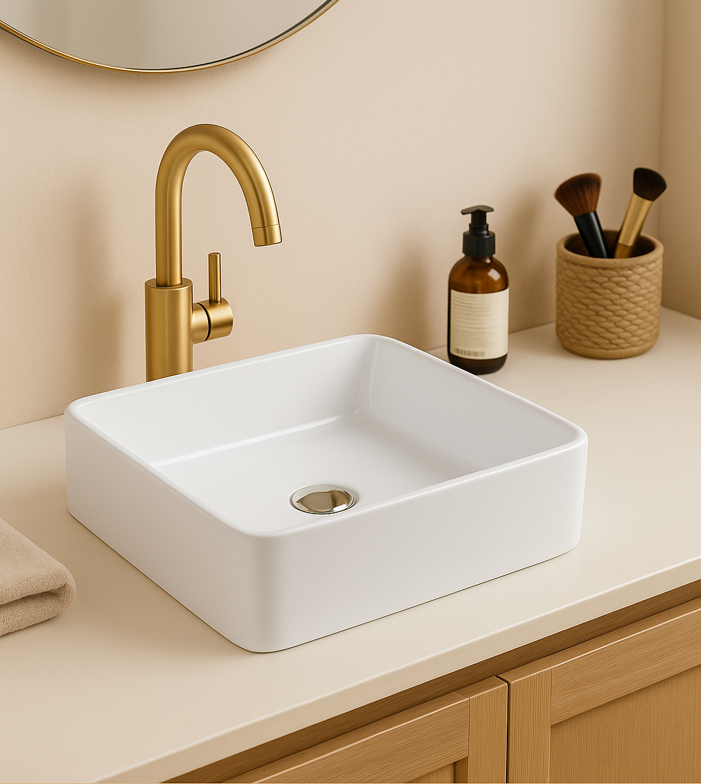 【Basin 488-37】【Glossy White & Matte White】 370×370×120mm, Above Counter Basin