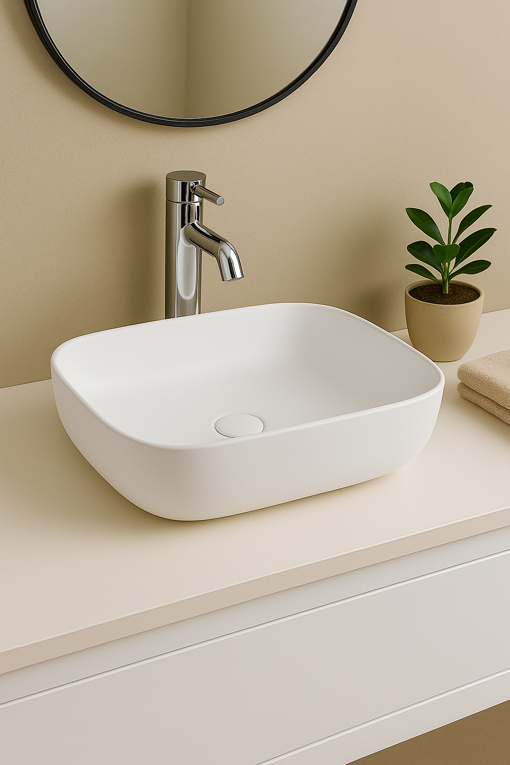 【Basin 8215】【Glossy White / Matte White】Rectangular Basin 460×320×140mm