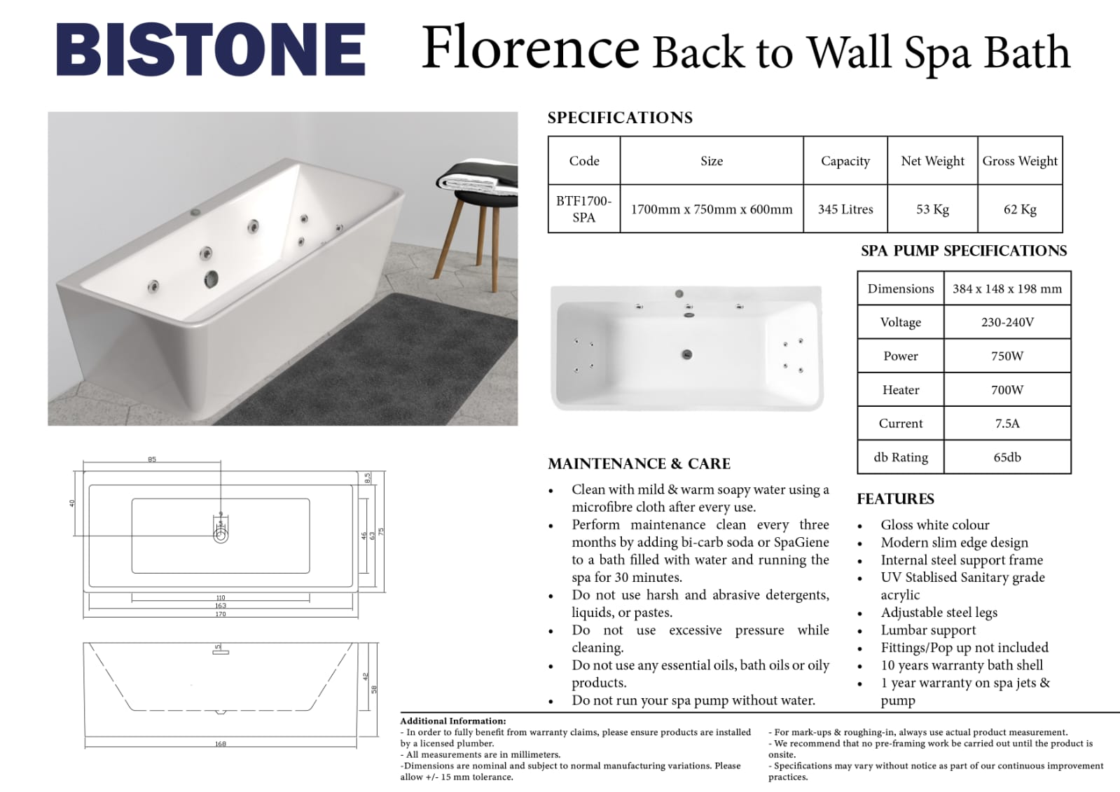 B-7101L SPA Bathtub