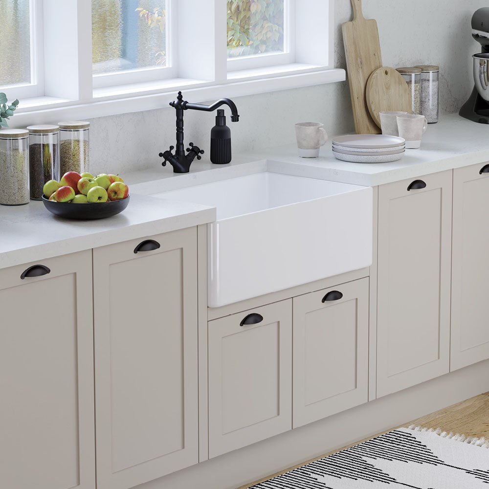 BISTONE 758*452*253mm Butler Farmhouse Fireclay Kitchen Laundry Sink 3018A