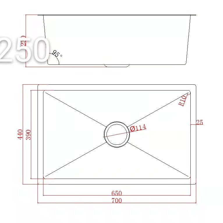 700X440mm Handmade Laundry Kitchen Sink Top/Under Mount Stainless Steel