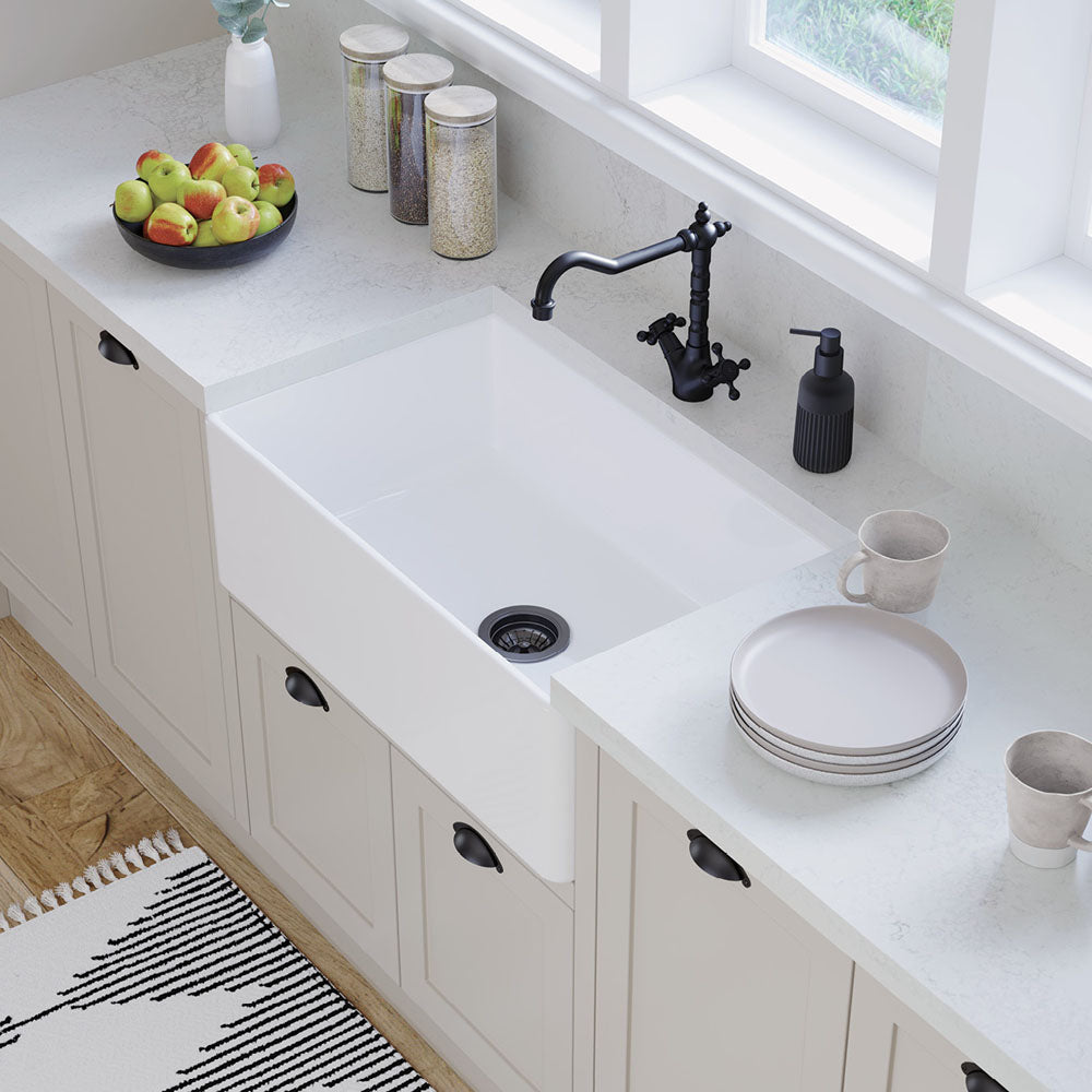 BISTONE 758*452*253mm Butler Farmhouse Fireclay Kitchen Laundry Sink 3018A