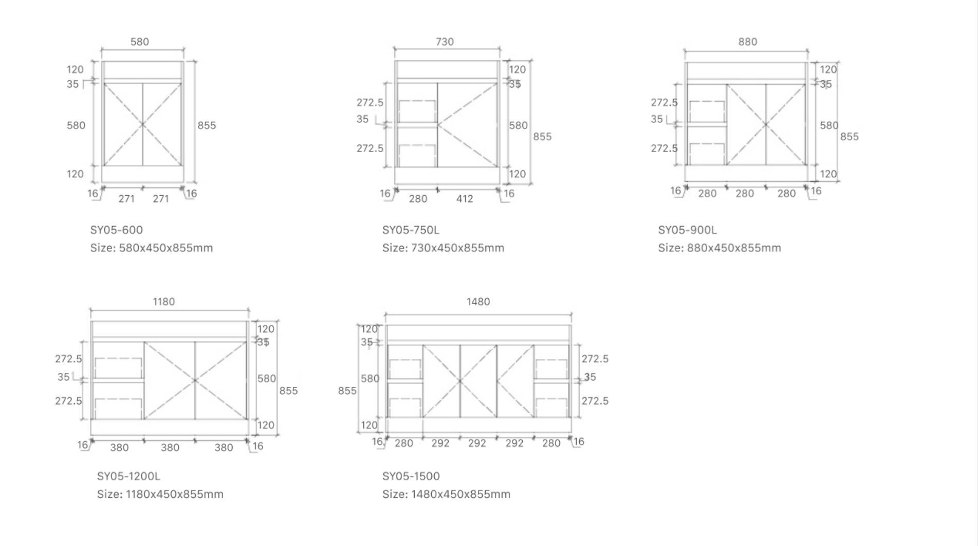 Tobi vanity (floor standing) Doors And Drawers -SY05