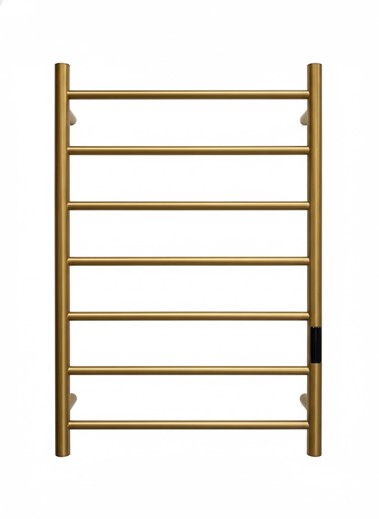 7-Bar Heated Towel Rail, Round Tube Design, W60*H80 cm, Wall Mounted Electric Towel Warmer, 7-Bar Round Post Style