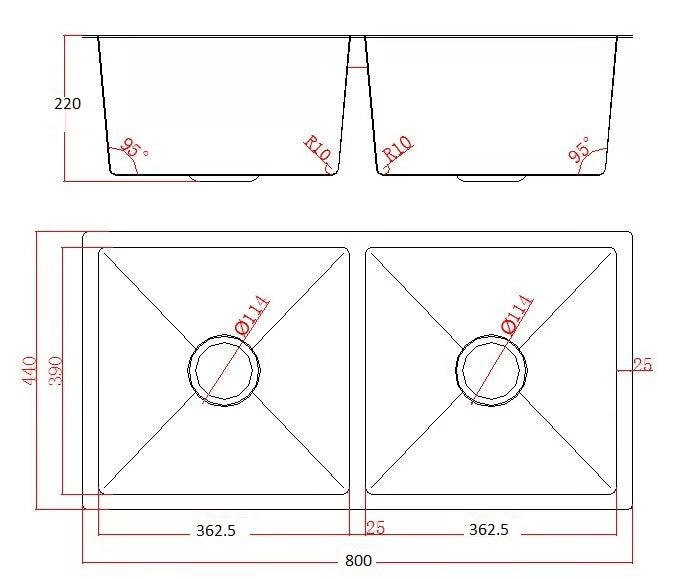 Vogue 870R Double Bowl Undermounted kitchen sink