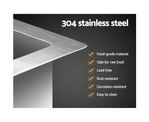 Stainless Steel Kitchen Sink 440X450MM Nano Under/Topmount Sinks Laundry Silver
